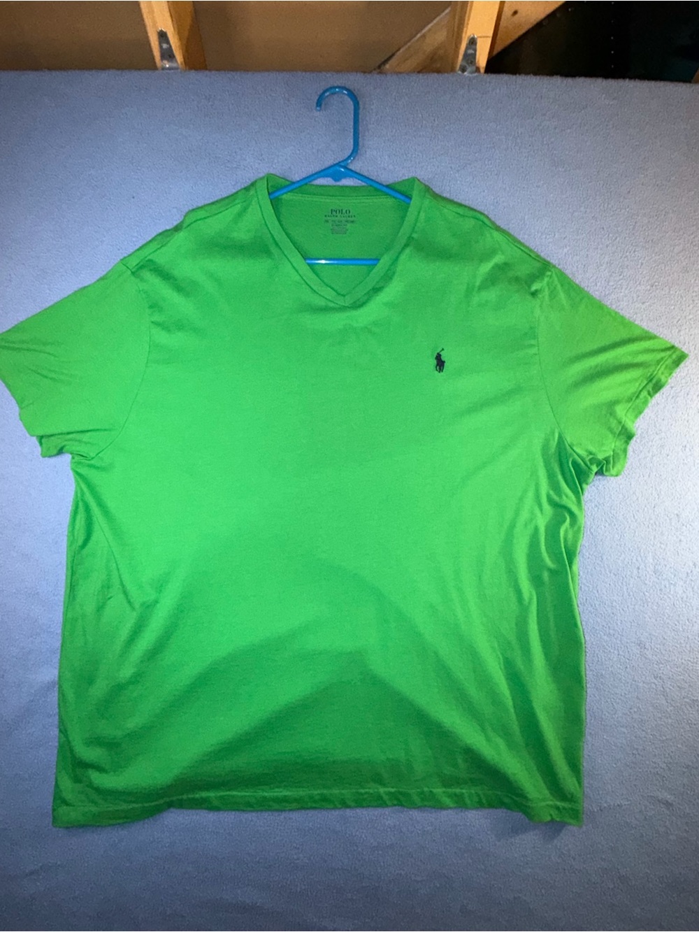 Ralph Lauren Men’s V-Neck Tee in Neon Green with Navy Pony